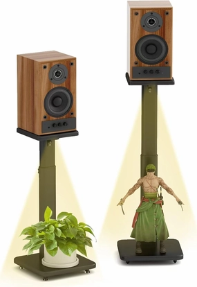 Universal Bookshelf Speaker Stands Pair - CNFRD Adjustable Height Floor Stands for Surround Sound - Holds 25lbs for Studio, Home Theater System - Tool-Free Assembly speaker stands,monitor stands,floor speaker holders,