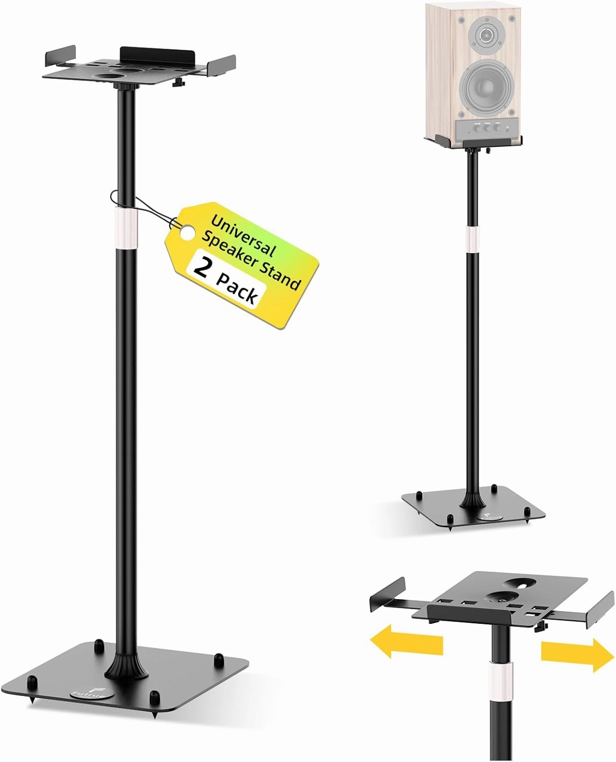 Universal Speaker Stand Pair for Surround Sound, Adjustable with Cable Management, Studio Monitor Stands 25 Tilt Angle, All-Metal Heavy Duty Holds up to 88 lbs, Bookshelf Speaker Stands speaker stands,monitor stands,floor speaker holders,