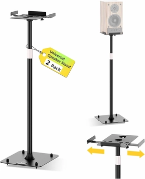 Universal Speaker Stand Pair for Surround Sound, Adjustable with Cable Management, Studio Monitor Stands 25 Tilt Angle, All-Metal Heavy Duty Holds up to 88 lbs, Bookshelf Speaker Stands speaker stands,monitor stands,floor speaker holders,