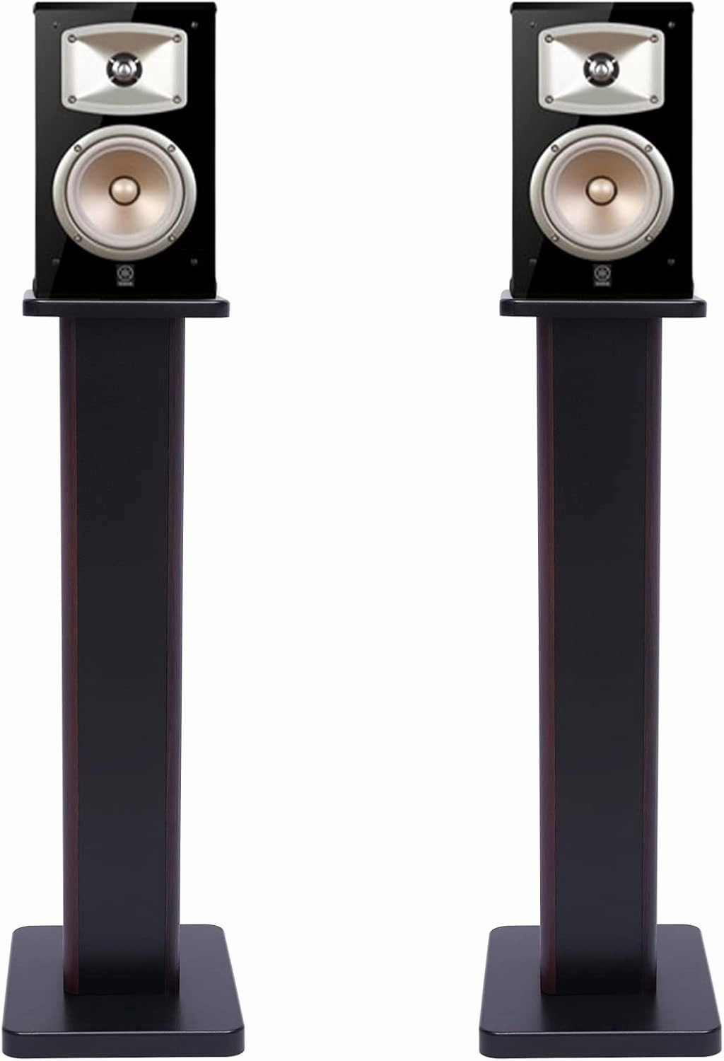 Universal Speaker Stand Pair, H28in Bookshelf Speaker Stands Holder Floor Standing for Surround Sound Studio Monitors Up to 33lbs, for Home Theater Living Room, Dark Brown speaker stands,monitor stands,floor speaker holders,