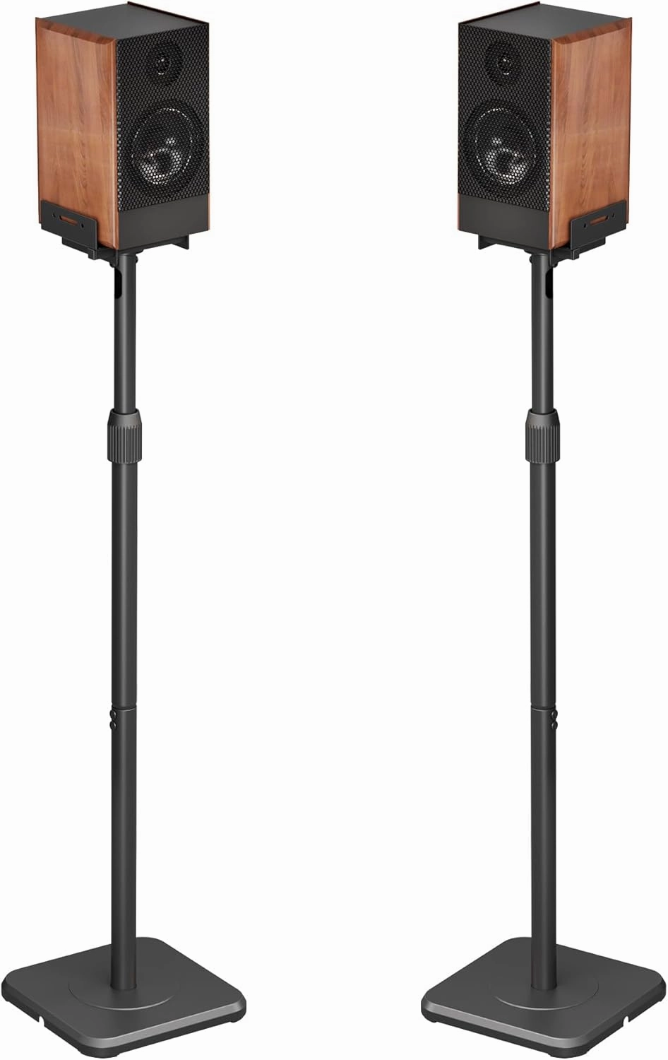 Universal Speaker Stands Pair, Height Adjustable from 33.8" to 44.4",11LBS Capacity,Surround Sound Speaker Stands, Compatible with Bose JBL Sony, Black, 2 Pack (Pair) speaker stands,monitor stands,floor speaker holders,