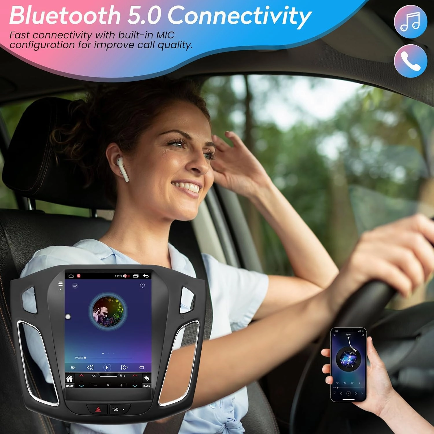 Upgrade 5GWiFi (4G RAM 64G ROM) Radio for Ford Focus 2012-2018 - Android 13 Car Stereo with Carplay/Android Auto 10.4 Inch IPS Touchscreen with GPS FM/AM SWC Bluetooth 1080P Backup Camera