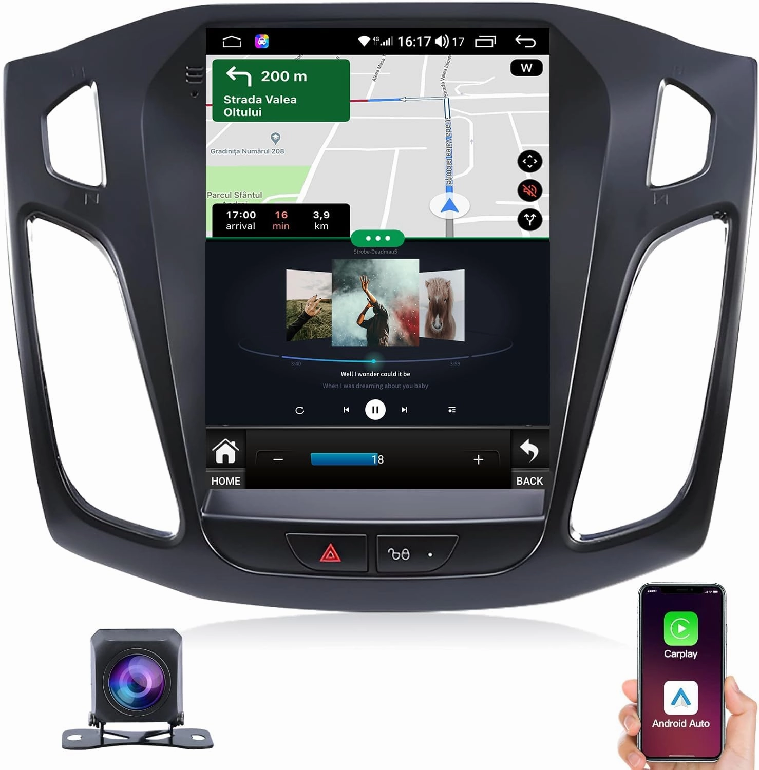 Upgrade 5GWiFi (4G RAM 64G ROM) Radio for Ford Focus 2012-2018 - Android 13 Car Stereo with Carplay/Android Auto 10.4 Inch IPS Touchscreen with GPS FM/AM SWC Bluetooth 1080P Backup Camera audio interface,USB interface,music recording input,