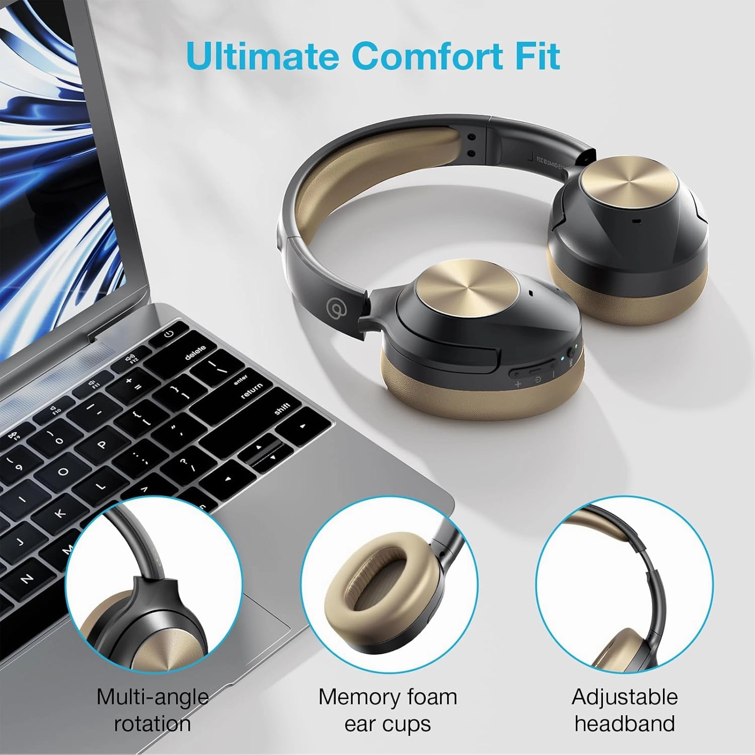 Upgrade ProLevel Hybrid Active Noise Cancelling Headphones with HD Sound, Wireless Bluetooth Headphones Over The Ear Unequaled Comfort, Vivid Deep Bass, for Home Office Travel Birthday Gift