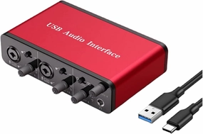 USB Audio Interface 2 In 2 Out with 48V Phantom Power,XLR Mic USB Audio Mixer Recording Podcasting and Streaming 24Bit/192kHz True Stereo audio interface,USB interface,music recording input,
