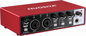 USB Audio Interface for PC Computer Recording Music, Red 2x2 Guitar Audio Interface for Mac 24Bit/192kHz Podcasting Streaming for Vocalist Producer with 48V Phantom Power audio interface,USB interface,music recording input,