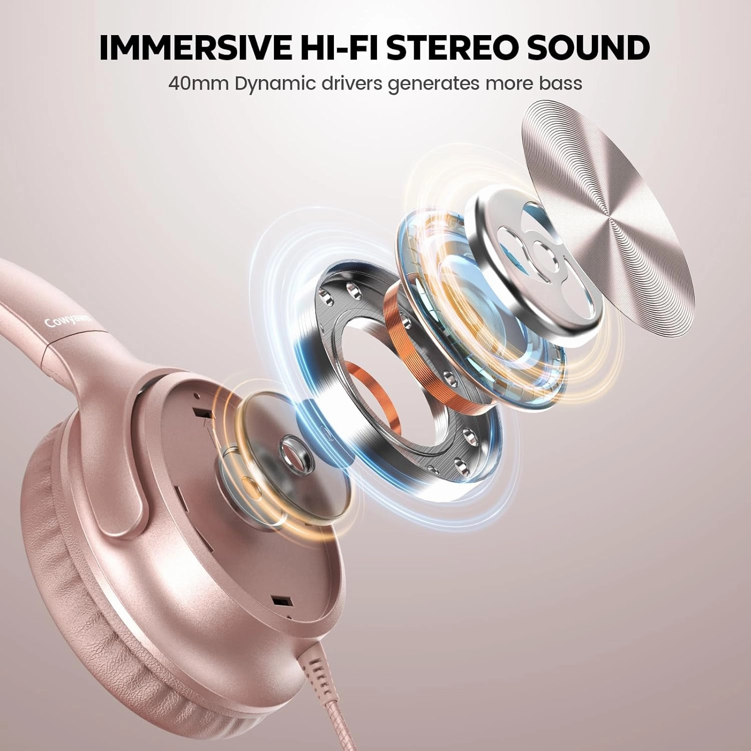 USB C Headphones Wired, Over Ear USB C Wired Headphones with Microphone, Volume Control, HD Stereo Sound, Foldable USB Type C Headphones for Adult/Teens/Chromebook/Laptop/Computer/iPhone,Rose