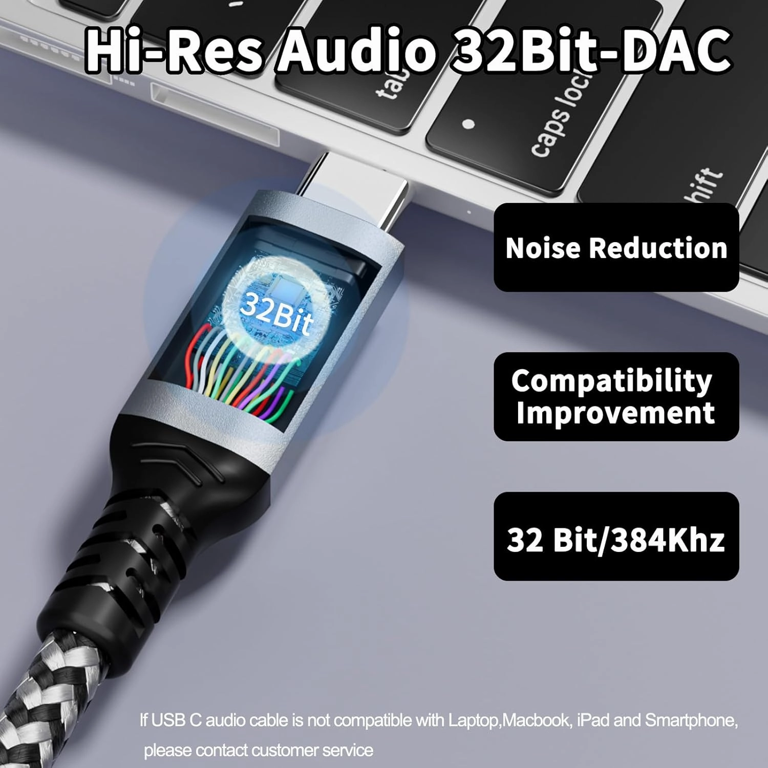 USB C to 1/4 inch Stereo Audio Cable 10ft, Realtek ALC5686 32Bit 384 KHz DAC, Type C to 1/4 Stereo Audio Cable Compatible for Smartphone,Tablet,Laptop, iPhone 15 and More