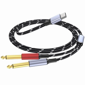 USB C to 1/4" inch Audio Cable, Type C to Dual 6.35mm TRS Stereo Aux Cord Y Splitter for Smartphone, Tablet, Laptop Link Amplifier, Mixing Console Mixer, Speaker, 3.3 Feet mixer console,audio mixing desk,DJ console,