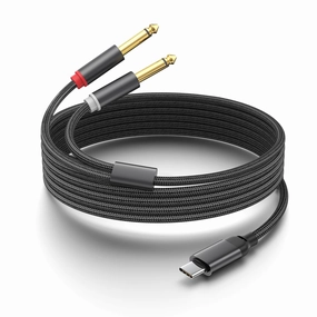 USB C to Dual 6.35mm 1/4 inch Stereo Splitter Y Cable, USB Type C to Dual 6.35mm 1/4 inch TS Audio Cord for Smartphone, Tablet, Laptop Link Amplifier, Mixing Console Mixer, Speaker, 10Feet mixer console,audio mixing desk,DJ console,