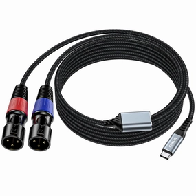 USB C to Dual XLR Male Audio Cable, 32Bit/384Khz Male XLR to USB C Cable Output Stereo Cord, Type USB to XLR Adapter for Speaker Power Amplifier, Mixer Console (1M/ 3.3FT) mixer console,audio mixing desk,DJ console,
