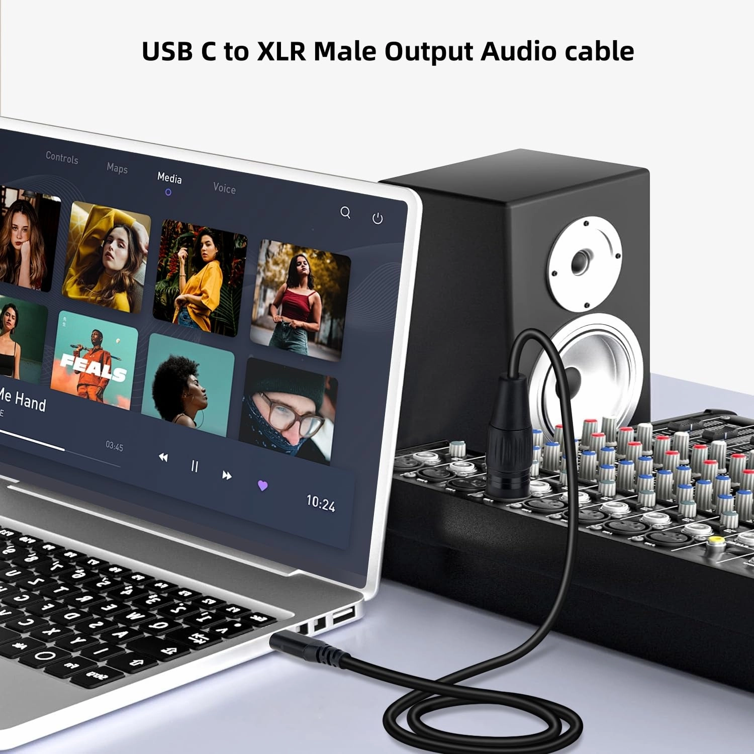 USB C to XLR Cable,10 FT XLR Male to USB C Converter Adapter,USB Type C to XLR Male Output Stereo Cable for Amplifier, Speaker, Mixer Console, etc