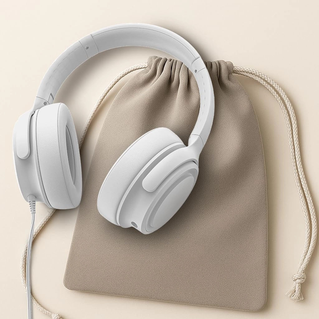 USB-C Wired Over-Ear Headphones with Mic, Premium Sound Quality, Noise-Isolating Ear Cups, Compatible with iPhone 15/16, Samsung S24/S23, Type-C Devices, with Carrying Pouch (White)