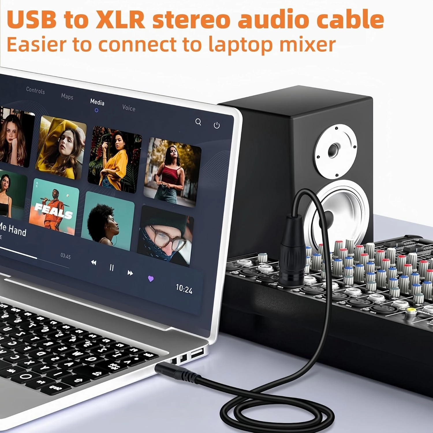 USB to XLR Cable,10 FT XLR to USB Audio Converter Cable,USB C to XL R Male Output Stereo Audio Cord for Amplifier, Speaker, Mixer Console ect