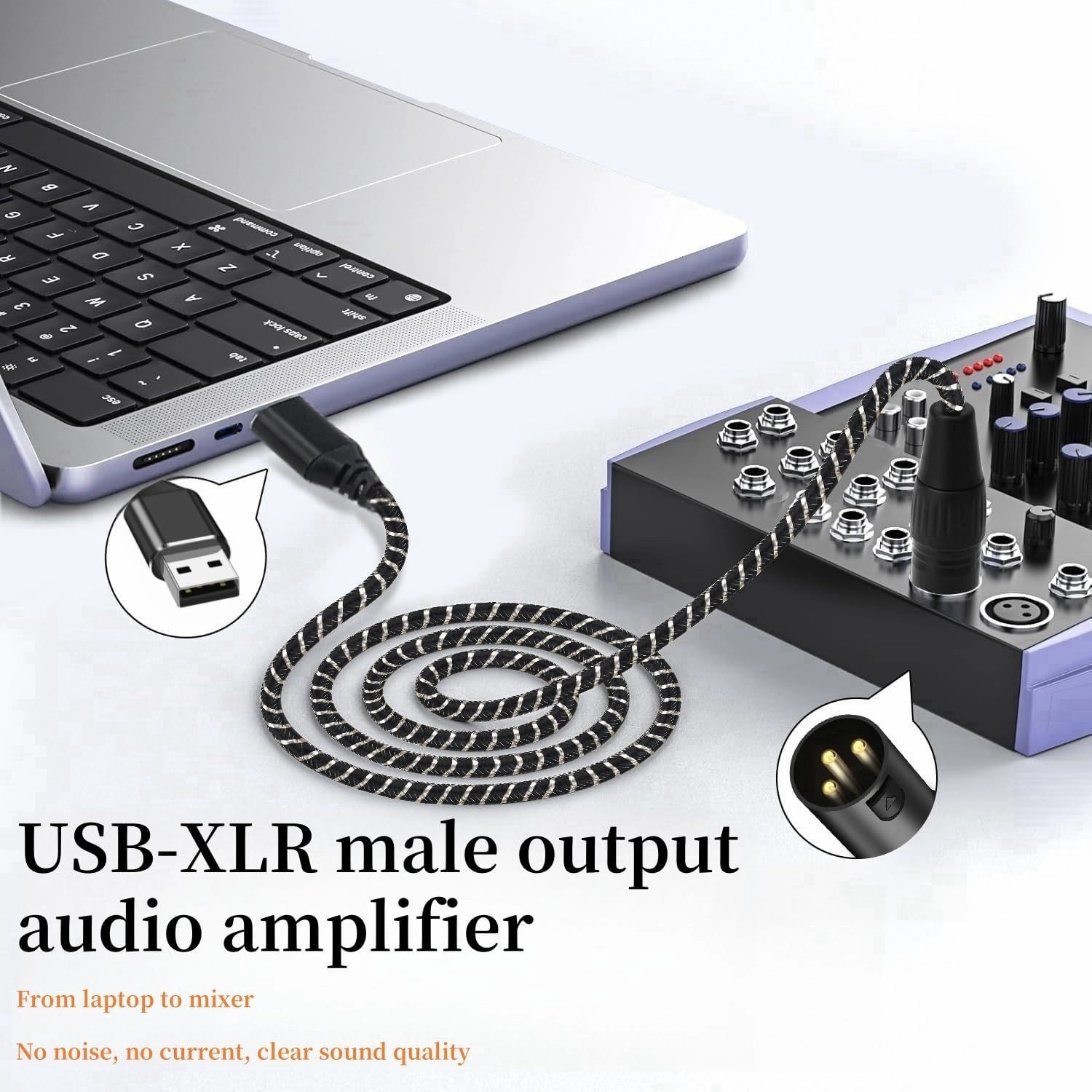 USB to XLR Cable,16.5FT USB A to XLR Audio Stereo Cable,USB C to XL Male Output Stereo Audio Cord for Amplifier, Speaker, Mixer Console ect