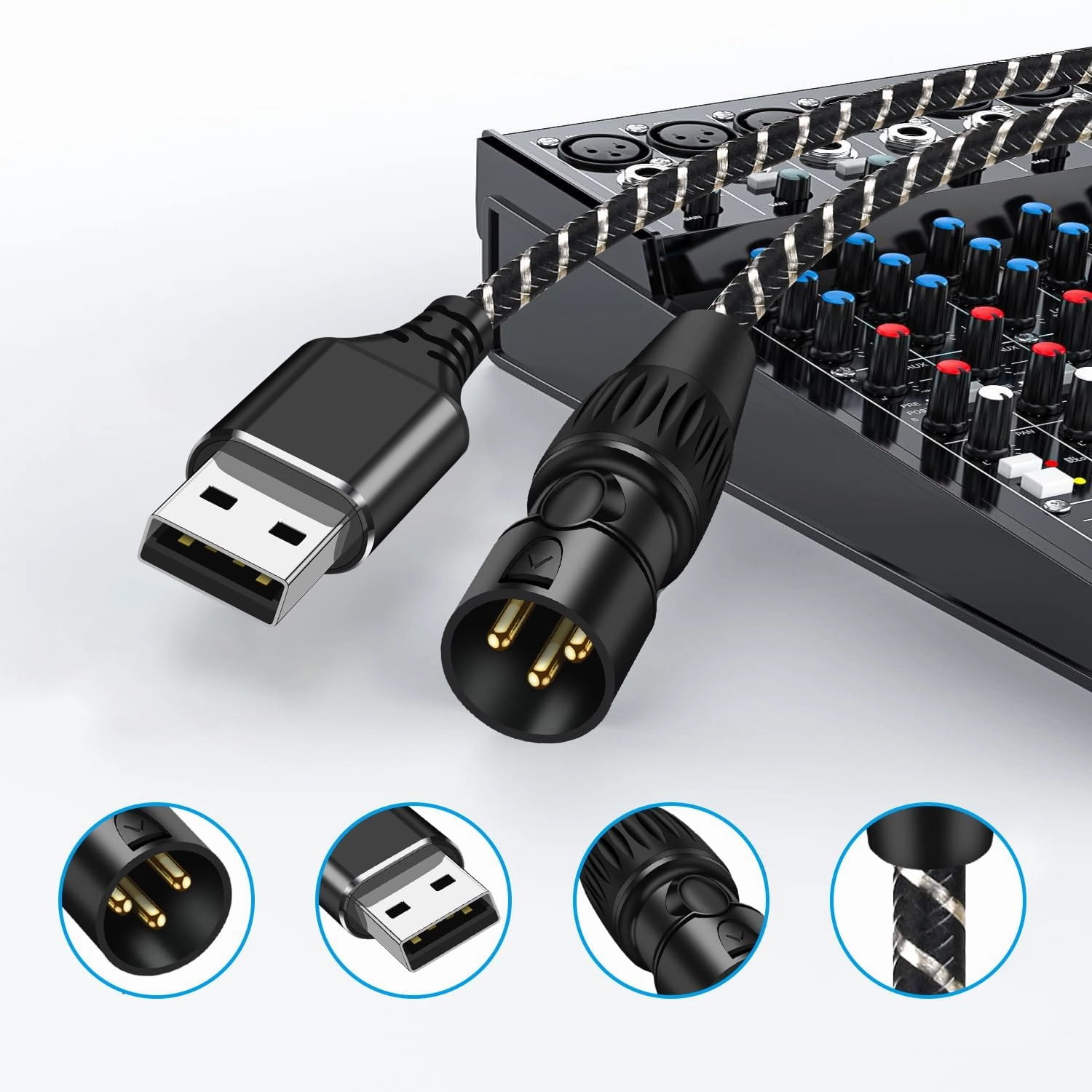 USB to XLR Cable,16.5FT USB A to XLR Audio Stereo Cable,USB C to XL Male Output Stereo Audio Cord for Amplifier, Speaker, Mixer Console ect