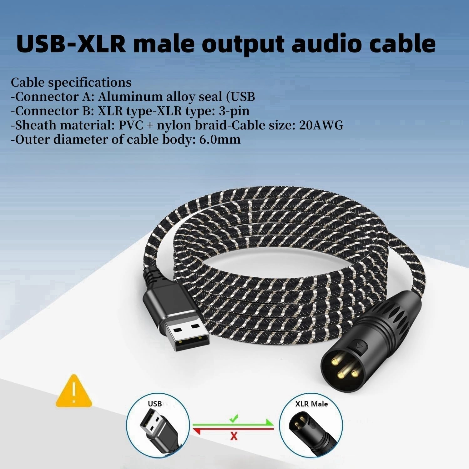 USB to XLR Cable,16.5FT USB A to XLR Audio Stereo Cable,USB C to XL Male Output Stereo Audio Cord for Amplifier, Speaker, Mixer Console ect