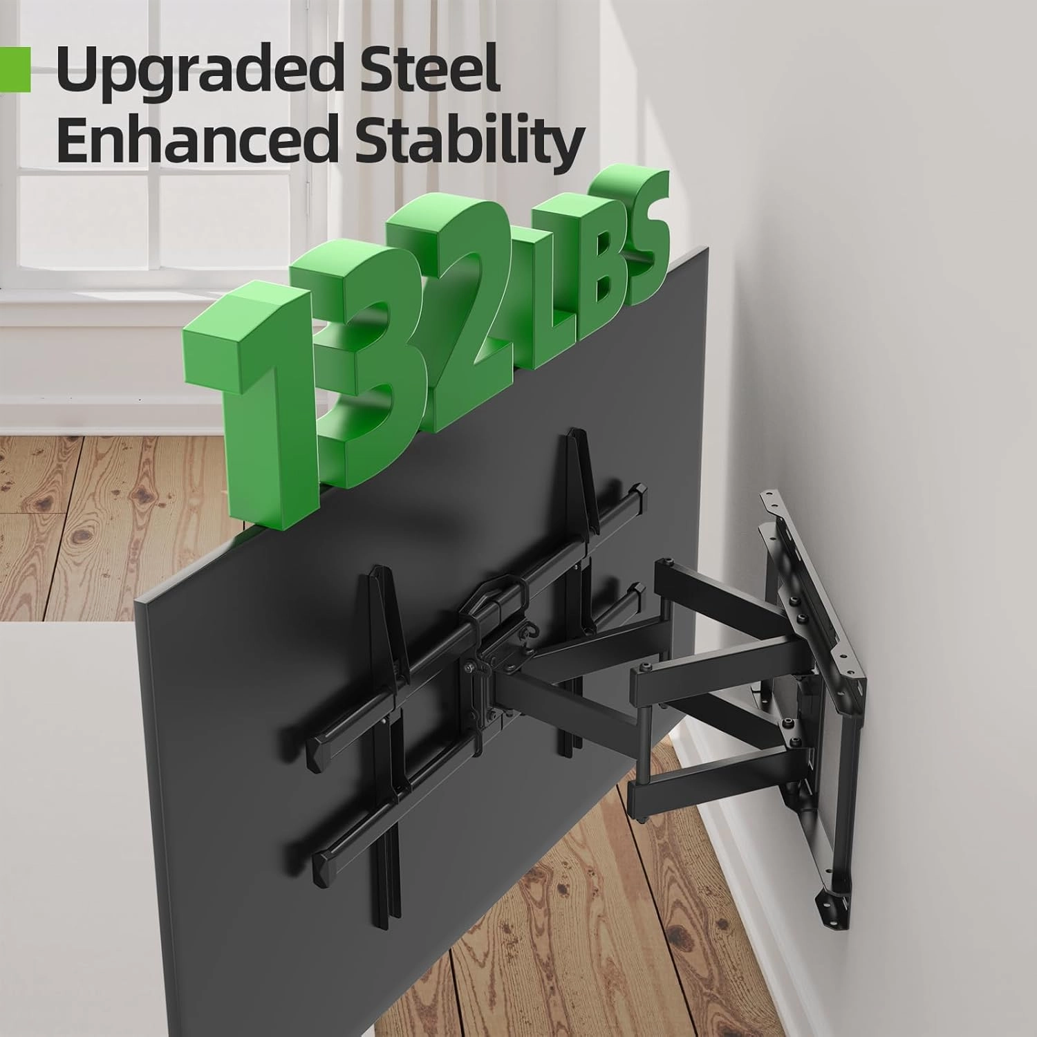 USX MOUNT Full Motion TV Wall Mount for 42-80 Inch TVs up to 132lbs, Wall Mount TV Bracket with Articulating Swivel Tilt Extension Leveling, Max VESA 600x400mm Fits 12/16" Wood Stud
