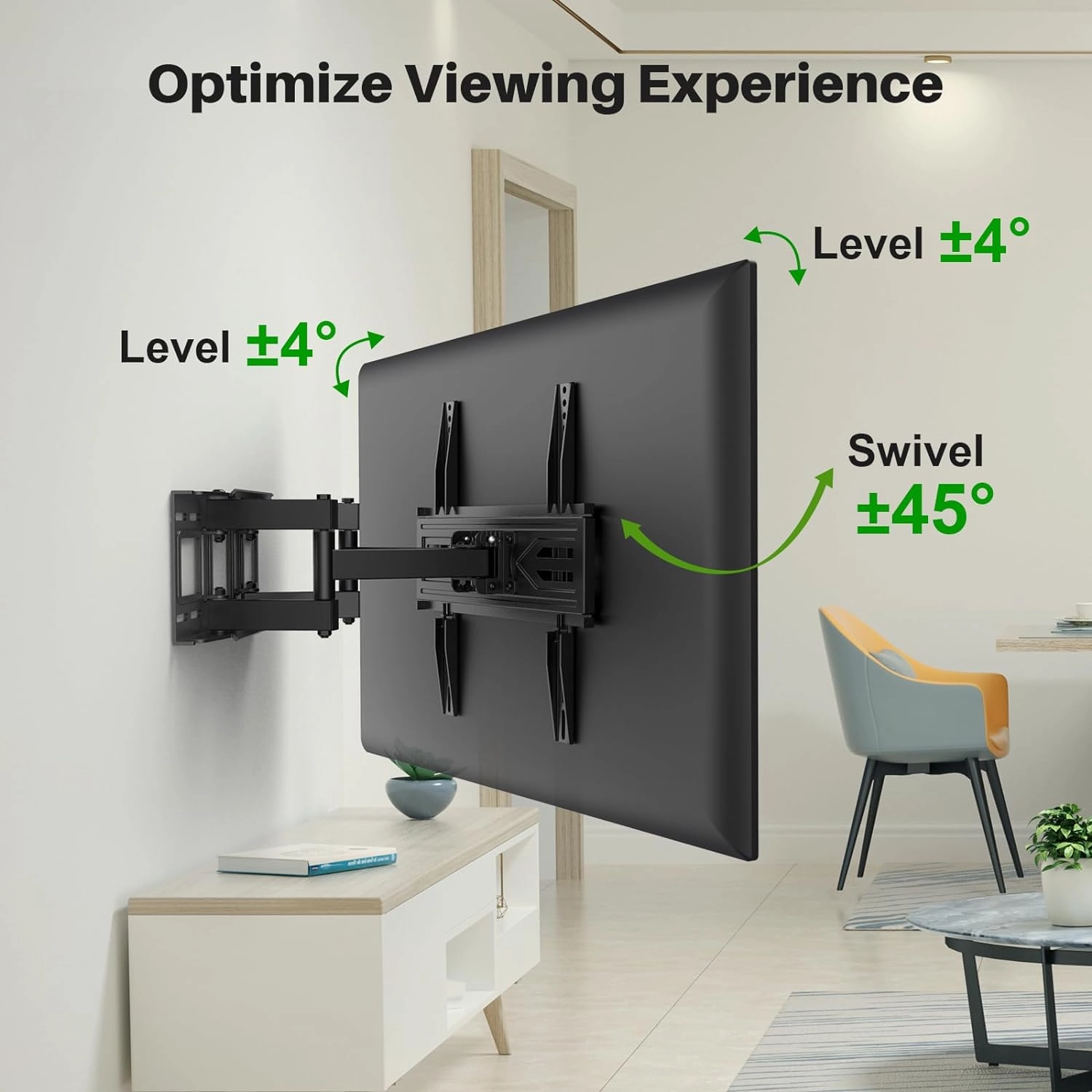 USX MOUNT Full Motion TV Wall Mount for Most 32-70 inch TVs up to 99 lbs, Wall Mount Bracket with Dual Articulating Arms, Swivel, Tilt, Max VESA 400x400mm, TV Mount Fits 12/16 Wood Studs