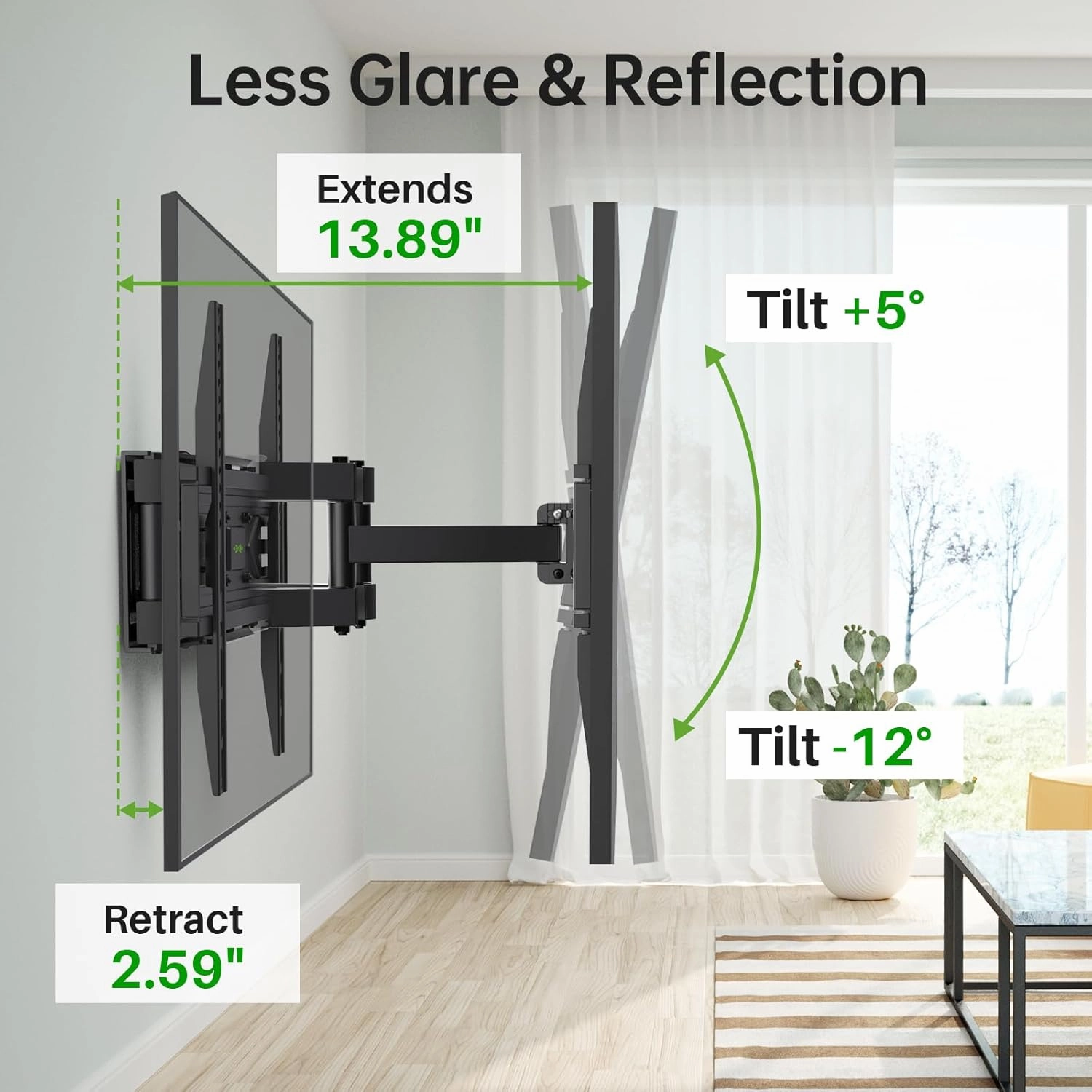USX MOUNT Full Motion TV Wall Mount for Most 32-70 inch TVs up to 99 lbs, Wall Mount Bracket with Dual Articulating Arms, Swivel, Tilt, Max VESA 400x400mm, TV Mount Fits 12/16 Wood Studs
