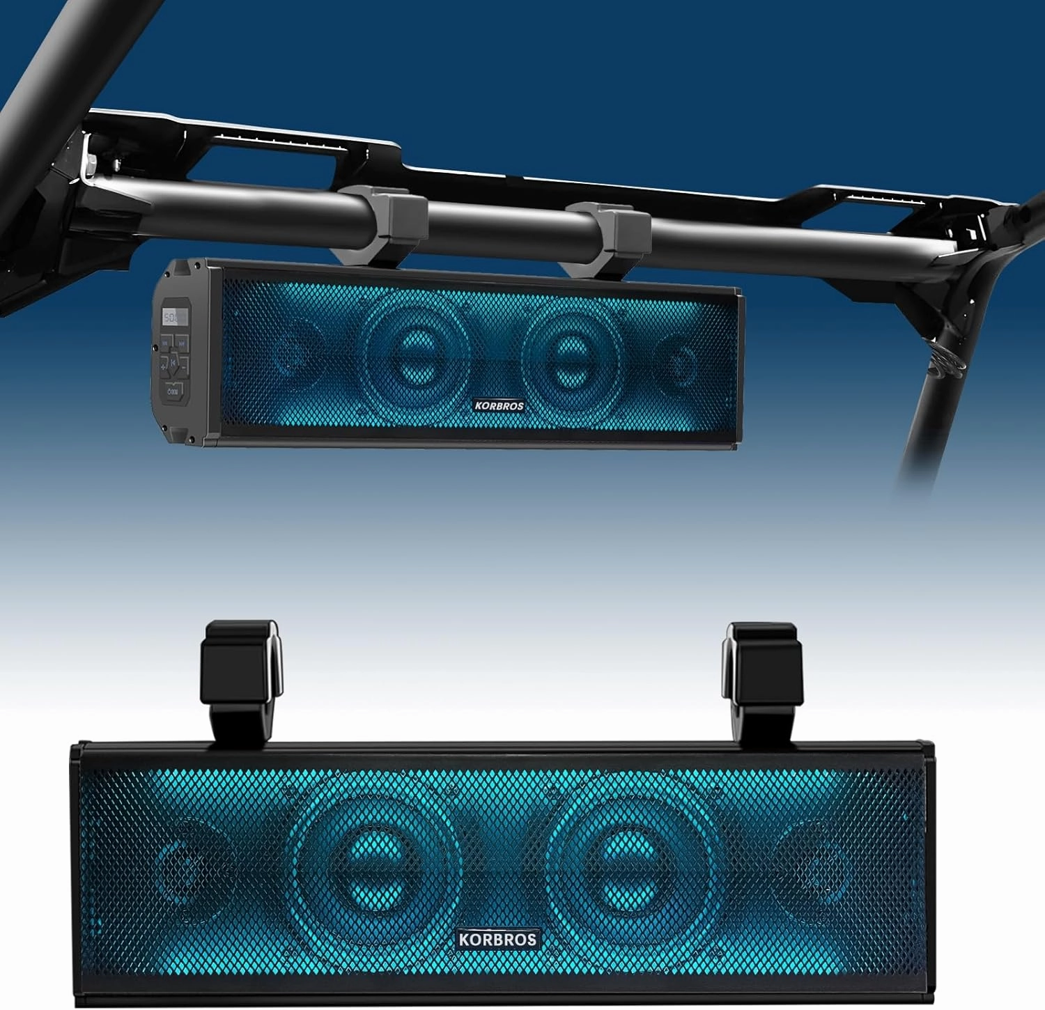 UTV Sound Bar,17 Inch Golf Cart SoundBar Bluetooth with RGB Lighting, IP65 4-Speaker SXS Sound Bar,Waterproof UTV Speakers Compatible with Polaris RZR Can-Am soundbar,TV speaker bar,home theater soundbar,