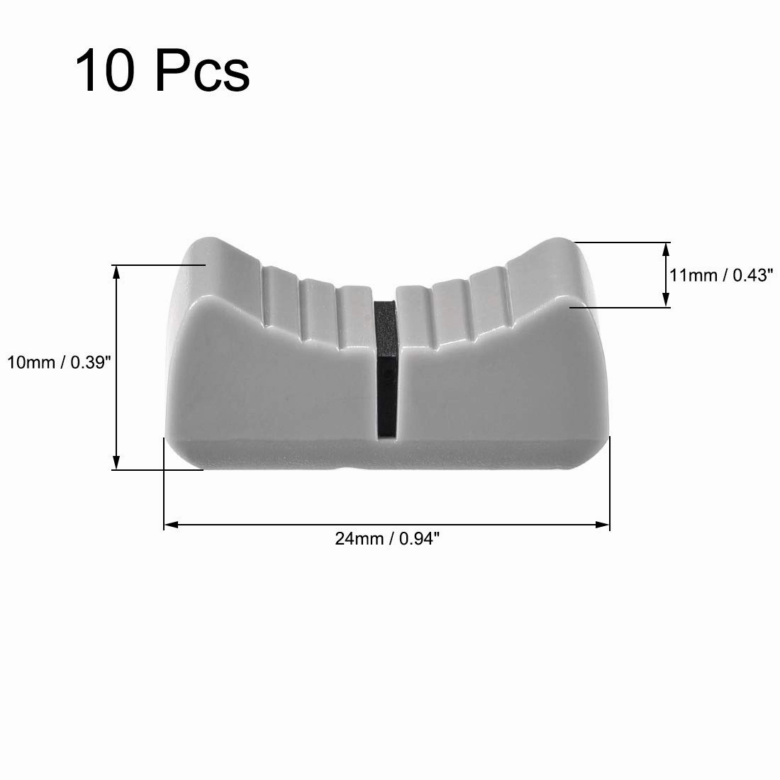uxcell 24mmx11mmx10mm Console Mixer Slider Fader Knobs Replacement for Potentiometer Gray Knob Black Mark 10pcs