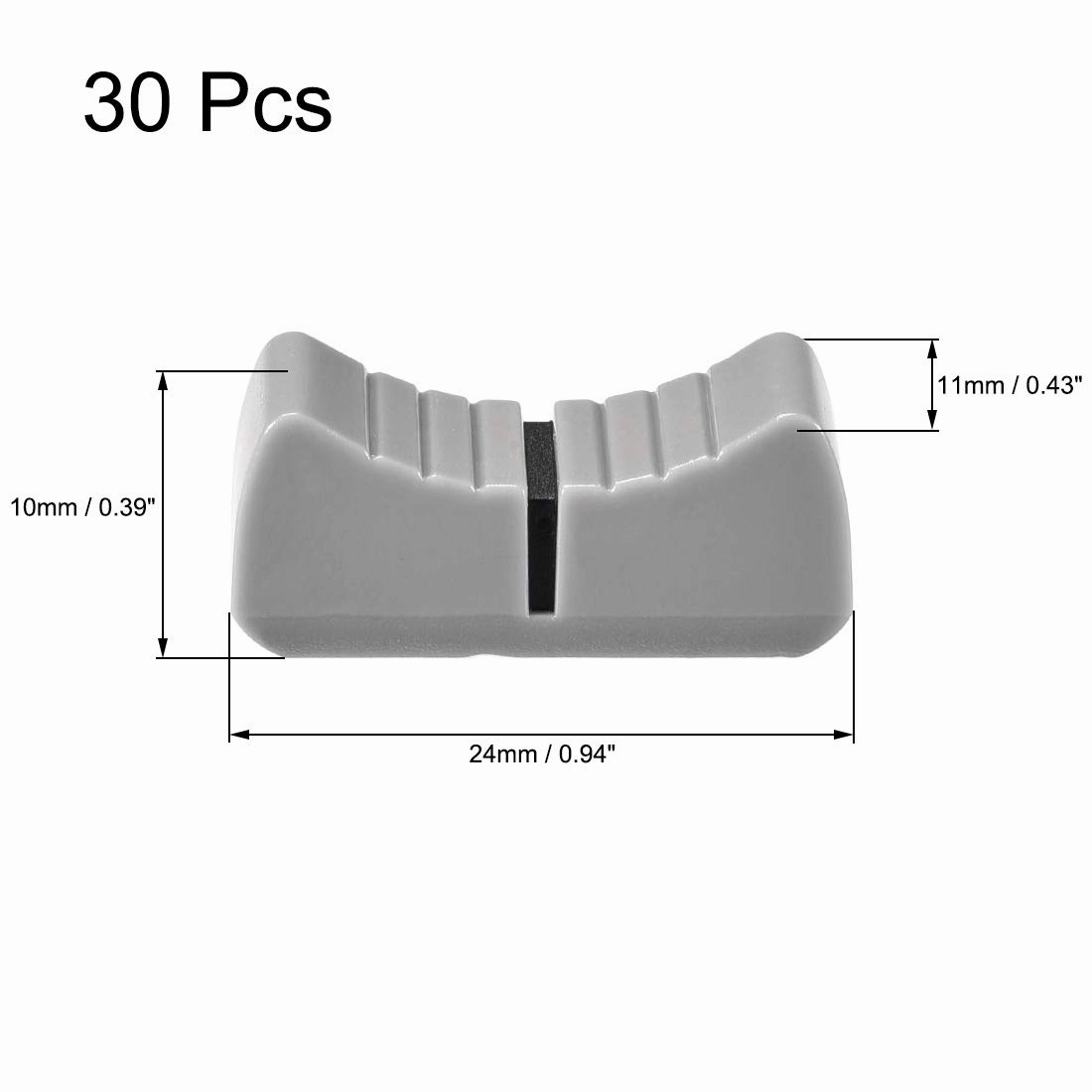 uxcell 24mmx11mmx10mm Console Mixer Slider Fader Knobs Replacement for Potentiometer Gray Knob Black Mark 30pcs