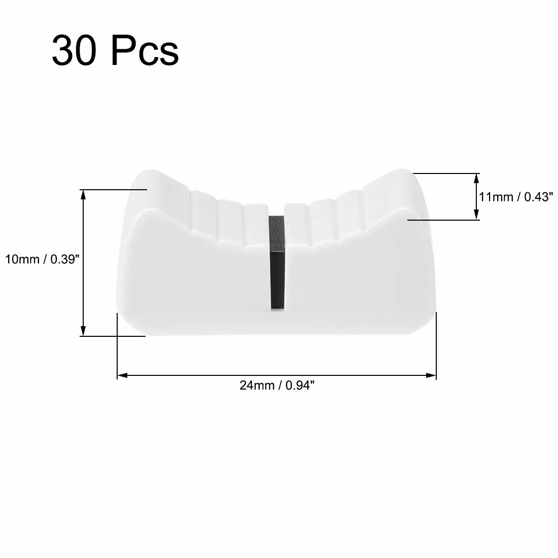 uxcell 24mmx11mmx10mm Console Mixer Slider Fader Knobs Replacement for Potentiometer White Knob Black Mark 30pcs