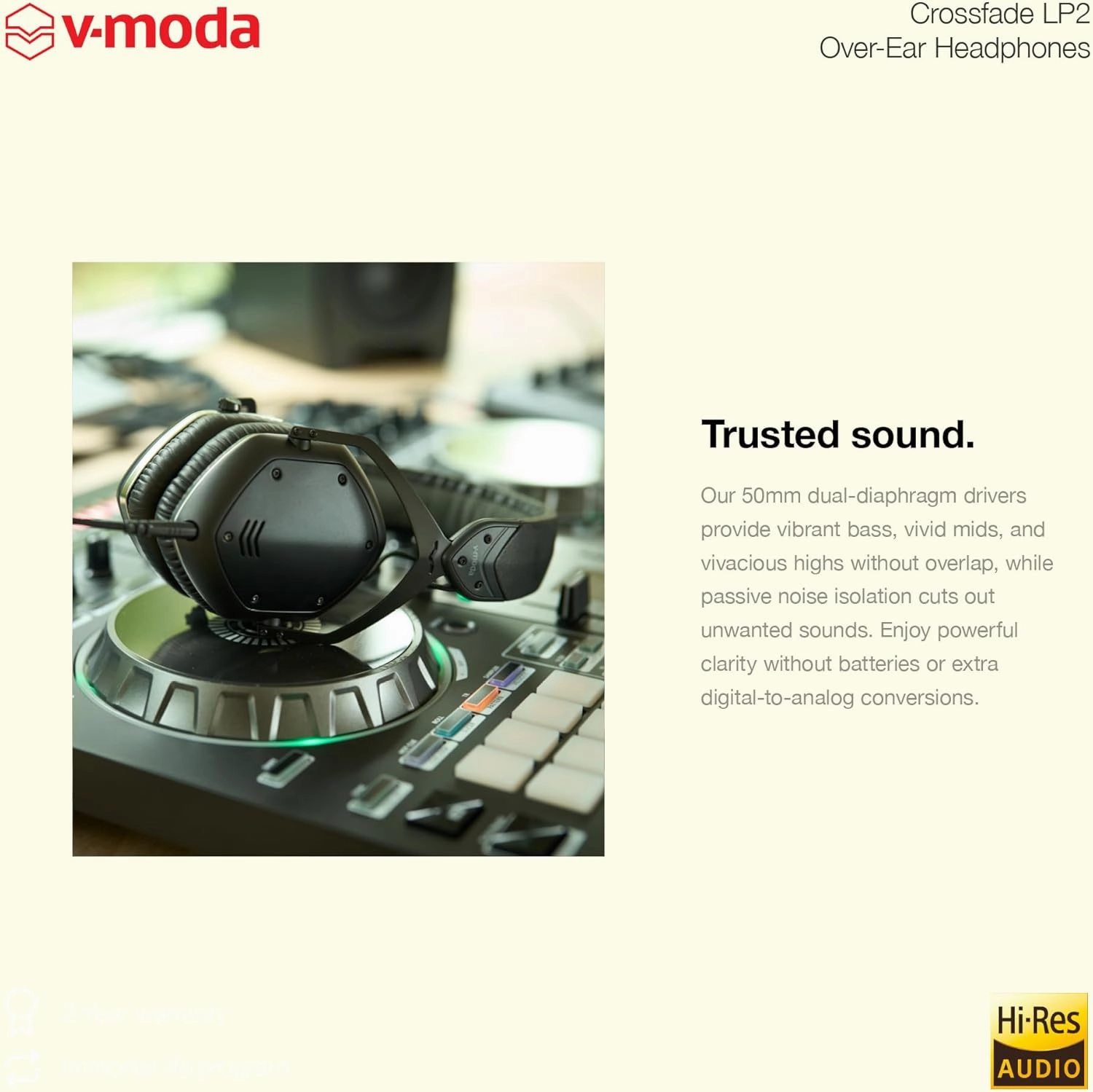 V-MODA Crossfade LP2 Vocal Limited Edition Over-Ear Noise-Isolating Metal Headphone - Matte Black