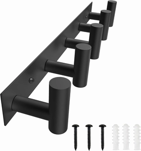 VAEHOLD Black Hat and Coat Wall Mount Rack 5 Hooks for Robes, Bags, Keys, and Towels Bathroom Towel Hanger Organizer (1 Pack) speaker wall mount,audio bracket,AV wall mounting,