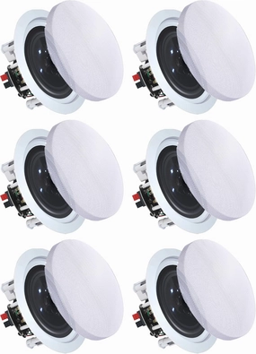 Vaiyer Set of 6 5.25 Inch 8 Ohm 175 Watts Ceiling Speakers, Flush Mount in-Wall in-Ceiling 2-Way Mid Bass Woofer Speakers with Titanium Dome Tweeter - Perfect for Home, Office soundbar,TV speaker bar,home theater soundbar,
