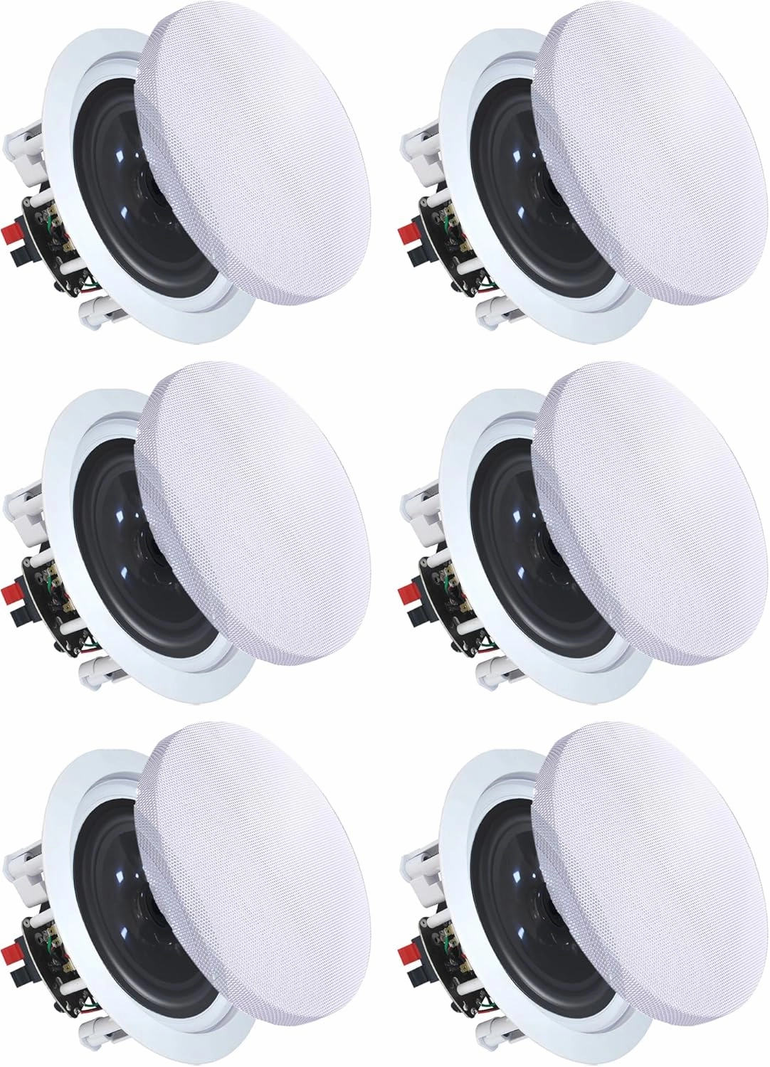 Vaiyer Set of 6 5.25 Inch 8 Ohm 175 Watts Ceiling Speakers, Flush Mount in-Wall in-Ceiling 2-Way Mid Bass Woofer Speakers with Titanium Dome Tweeter - Perfect for Home, Office soundbar,TV speaker bar,home theater soundbar,