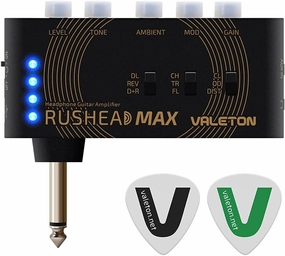VALETON Guitar Headphone Amplifier Multi Effects Pocket Rechargeable Mini Practice Amplifier Rushead Max (Include 2 Additional Guitar Picks) headphone amplifier,portable amp,desktop headphone amp,