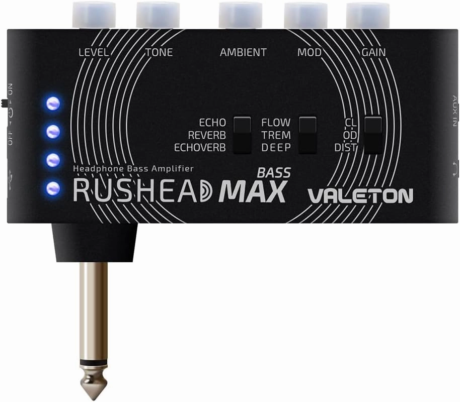 Valeton Rushead Max Bass USB Chargable Portable Pocket Bass Headphone Amp Carry-On Bedroom Plug-In Multi-Effects headphone amplifier,portable amp,desktop headphone amp,