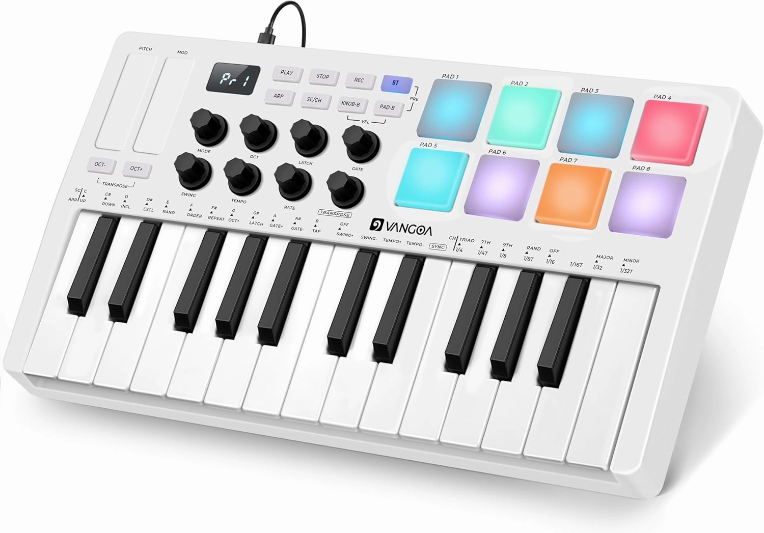 Vangoa Beat Makers for Music Production, 25 Keys Midi Pad Beating Maker Machine, Wireless Velocity Sensitive Mini Controller Keyboard Computer Recording Midi Controllers With Drum Pads for Beginners wireless audio bridge,Bluetooth transmitter,WiFi audio li
