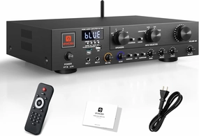 Vangoa Home Audio Amplifier Stereo Receivers with Wireless 800 Max Power 5.1 Channel Power Amplifier Stereo System with USB, SD, FM, 2 Mic, RCA, 3-Band EQ, Speaker Selector for Studio, Home Theater AV receiver,surround receiver,home theater amplifier,