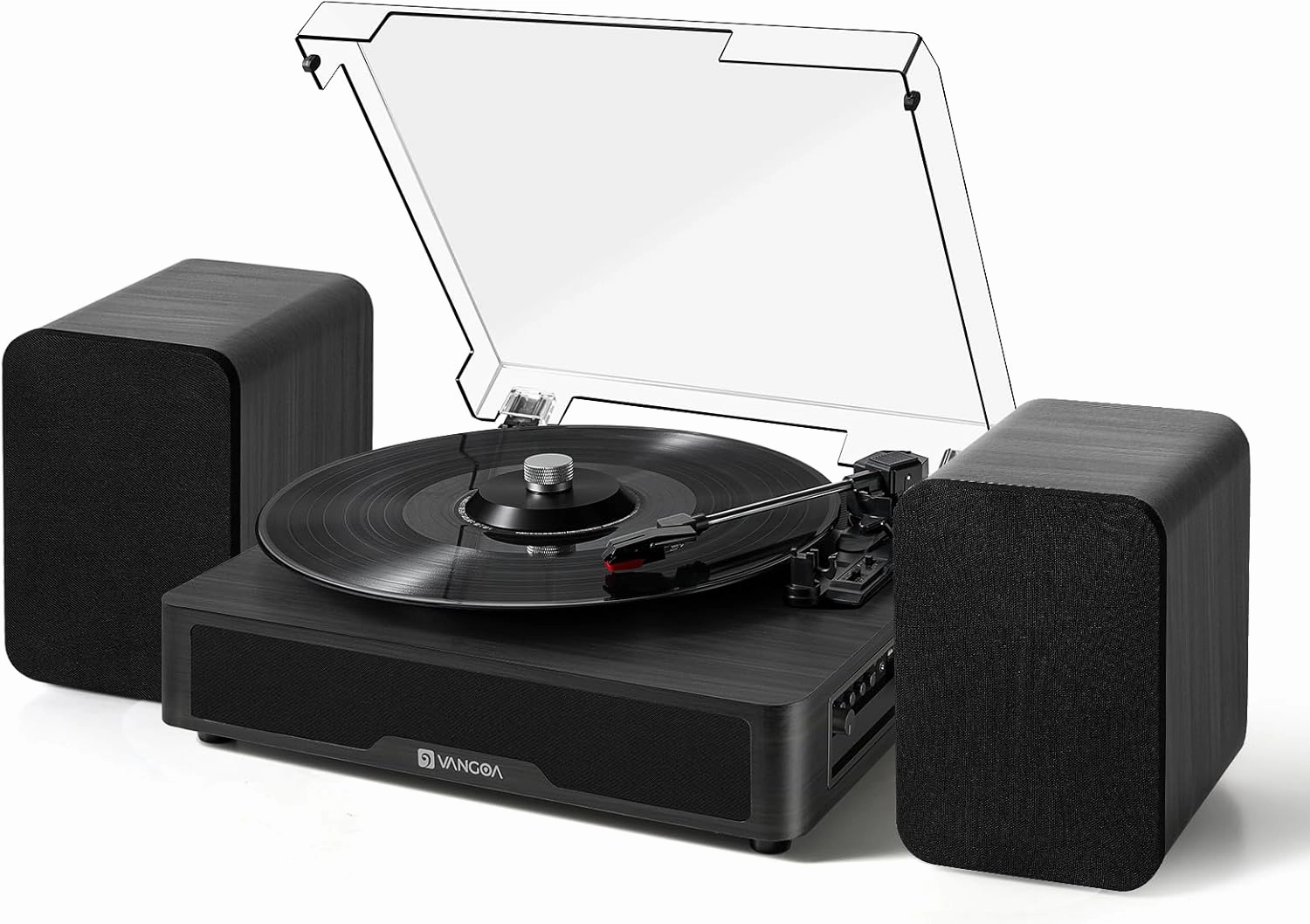 Vangoa Vinyl Record Player Turntable with 2 Stereo Speakers, 3-Speed Belt-Driven Turntables for Vinyl Records Supports AUX-in, RCA Line, USB, Wireless Playback, Black direct-drive turntable,DJ turntable,hi-torque vinyl deck,