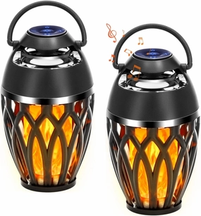Vanten 2 Packs Outdoor Bluetooth Speakers, Bluetooth 5.0 Led Flame Speaker, IPX5 Waterproof Flame Torch Atmosphere Speaker, Flame Lamp, Gifts for Men Women, Decorations for Party Garden Patio wireless speakers,portable Bluetooth speaker,multiroom speaker,