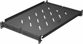Vented 4-Post Shelf, Adjustable, Black, 300 mm Depth, 1U, 242 lbs, Cold Rolled Steel music server,hi-fi media server,digital audio storage,