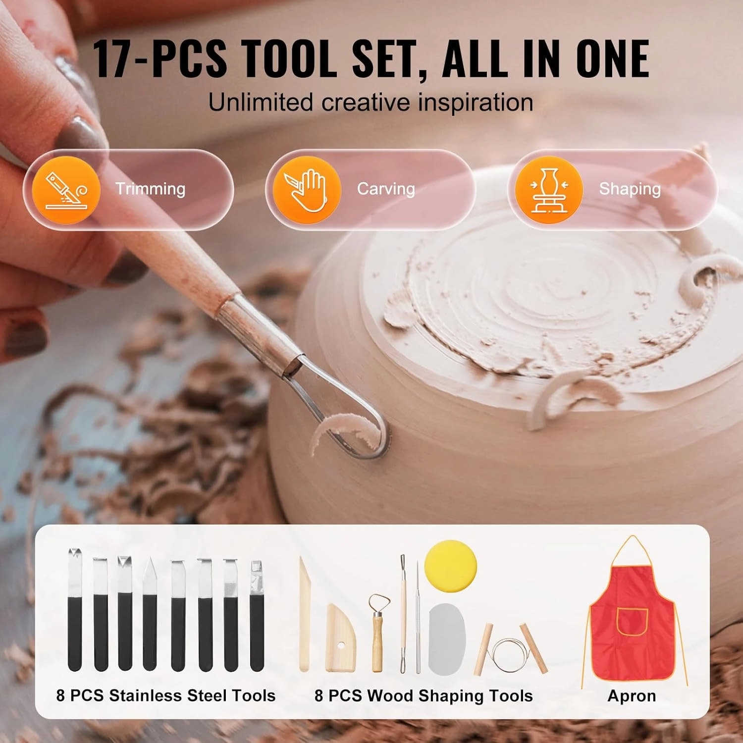 VEVOR 11inch Pottery Wheel Direct Drive, 350W Ceramic Forming Machine with LCD Touch Screen Foot Pedal 50-300RPM Adjustable Speed, 18PCS Accessory Tools Kit, Craft Gift For Kids Adults Beginners, Pink