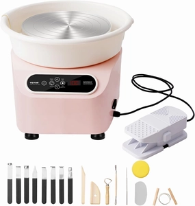 VEVOR 11inch Pottery Wheel Direct Drive, 350W Ceramic Forming Machine with LCD Touch Screen Foot Pedal 50-300RPM Adjustable Speed, 18PCS Accessory Tools Kit, Craft Gift For Kids Adults Beginners, Pink direct-drive turntable,DJ turntable,hi-torque vinyl dec