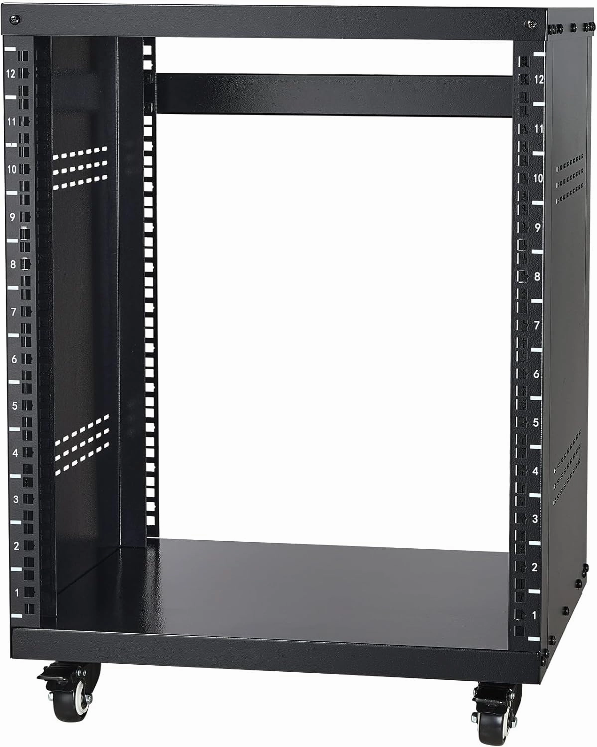 VEVOR 12U AV Rack Stand with Caster Wheels, Component Rack Cabinet Recording Studio Racks, Removable Side Panels, Universal Network Server Case, Special Vents for 19'' Audio Video Rack Mounting audio rack,hi-fi component stand,media shelf,