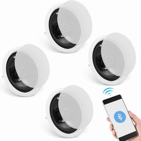 VEVOR 4 PCs 6.5'' Bluetooth Ceiling Speakers, 150W Flush Mount Ceiling & in-Wall Speaker System with 8 Impedance 89dB Sensitivity, for Home Kitchen Living Room Bedroom or Covered Outdoor Porches soundbar,TV speaker bar,home theater soundbar,