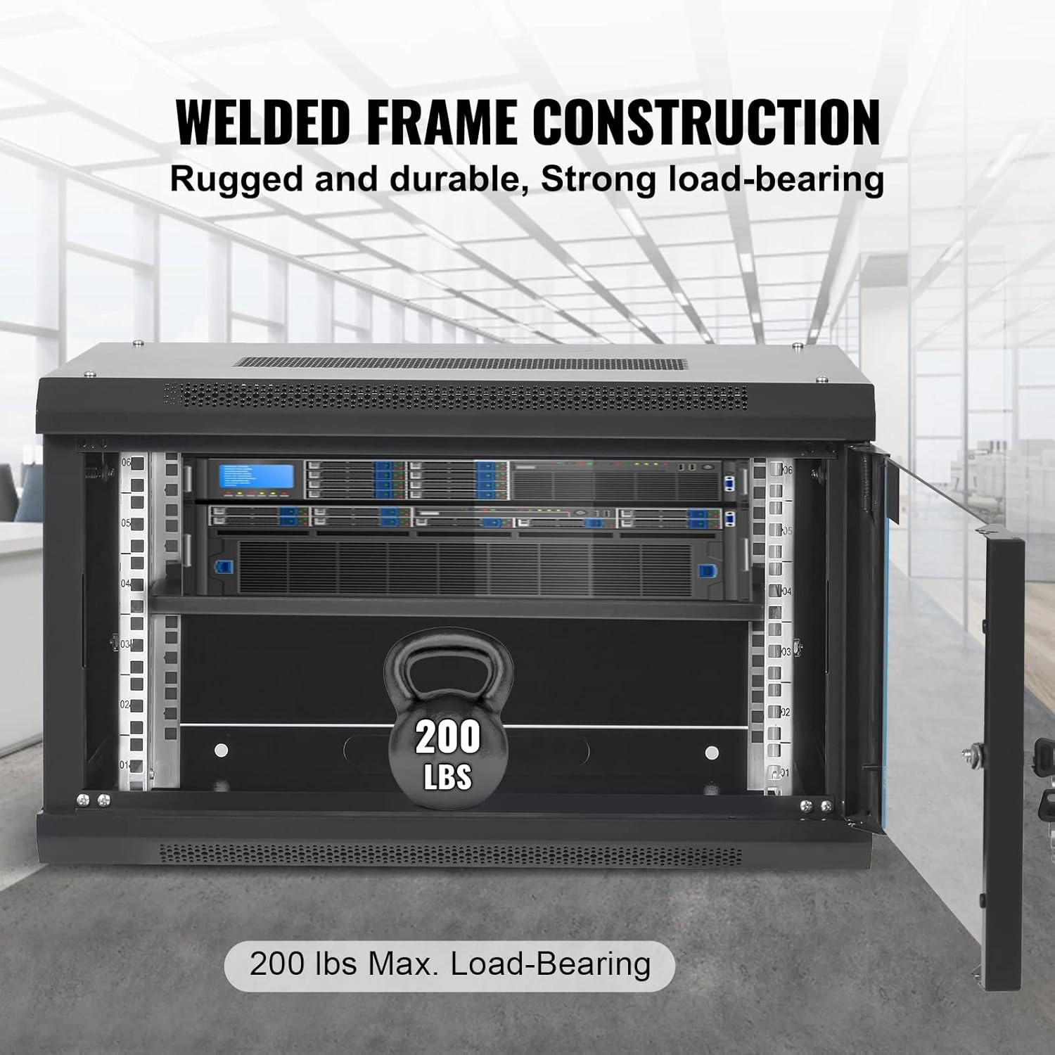 VEVOR 6U Wall Mount Network Server Cabinet, 15.5'' Deep, Server Rack Cabinet Enclosure, 200 lbs Max. Ground-Mounted Load Capacity, with Locking Glass Door Side Panels, for IT Equipment, A/V Devices