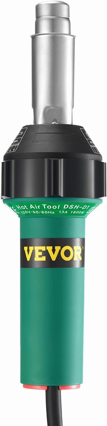 VEVOR Hot Air Plastic Welder, 1600W Hot Air Torch Pistol, 122-1112 PVC TPO Vinyl Heat Gun Welding Torch, Plastic Roofing Welding Kit with 17 Accessories- Toolbox, Nozzle, Roller, Blades for PP/PE/PVC