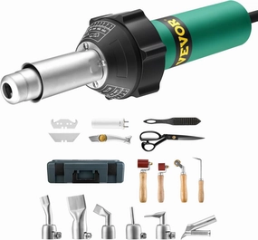 VEVOR Hot Air Plastic Welder, 1600W Hot Air Torch Pistol, 122-1112 PVC TPO Vinyl Heat Gun Welding Torch, Plastic Roofing Welding Kit with 17 Accessories- Toolbox, Nozzle, Roller, Blades for PP/PE/PVC vinyl accessories,turntable parts,record player tools,