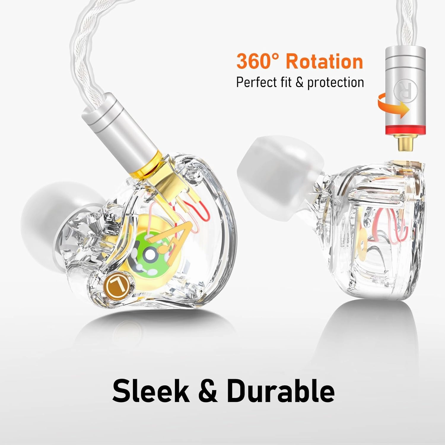 Vibes 202 Wired Earbuds - HiFi in Ear Monitor Headphones  Professional Noise-Isolating Ear Buds - Clear Sound, Deep Bass & Comfort-Fit IEM Earphones - MMCX to 3.5mm, Silver Plated Cord, Carrying Case