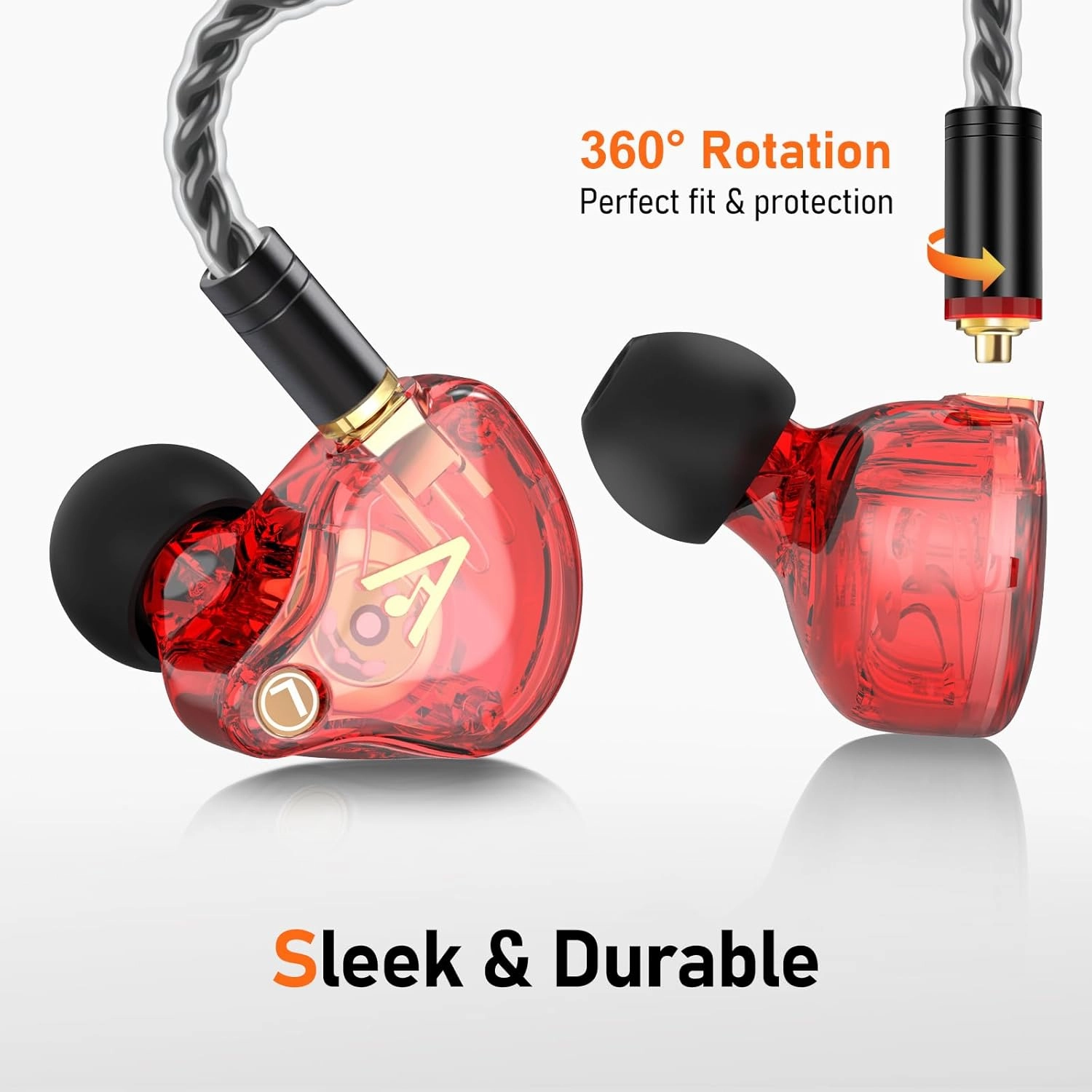 Vibes 202 Wired Earbuds - HiFi in Ear Monitor Headphones  Professional Noise-Isolating Ear Buds - Clear Sound, Deep Bass & Comfort-Fit IEM Earphones - MMCX to 3.5mm, Silver Plated Cord, Carrying Case