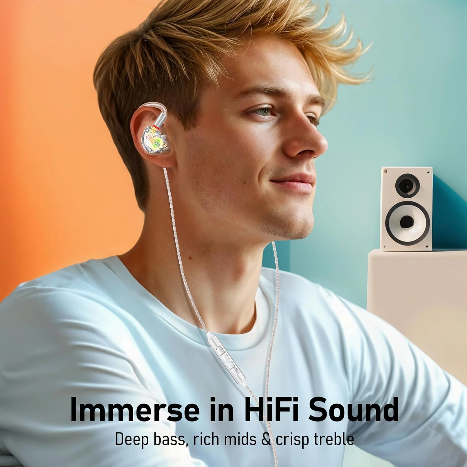 Vibes 202 Wired Earbuds - HiFi in Ear Monitor Headphones  Professional Noise-Isolating Ear Buds - Clear Sound, Deep Bass & Comfort-Fit IEM Earphones - MMCX to 3.5mm, Silver Plated Cord, Carrying Case