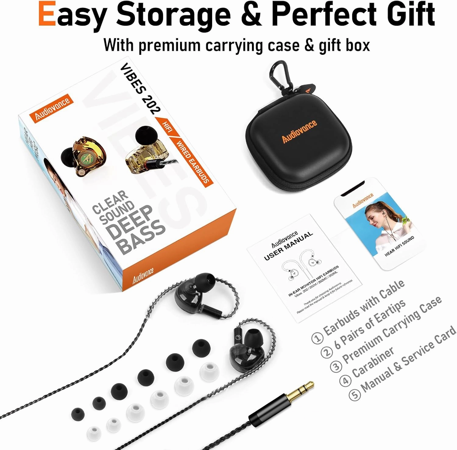 Vibes 202 Wired Earbuds - HiFi in Ear Monitor Headphones  Professional Noise-Isolating Ear Buds - Clear Sound, Deep Bass & Comfort-Fit IEM Earphones - MMCX to 3.5mm, Silver Plated Cord, Carrying Case